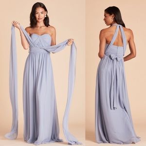 BIRDY GREY GRACE CONVERTIBLE DUSTY BLUE POLYESTER CHIFFON BRIDESMAID DRESS